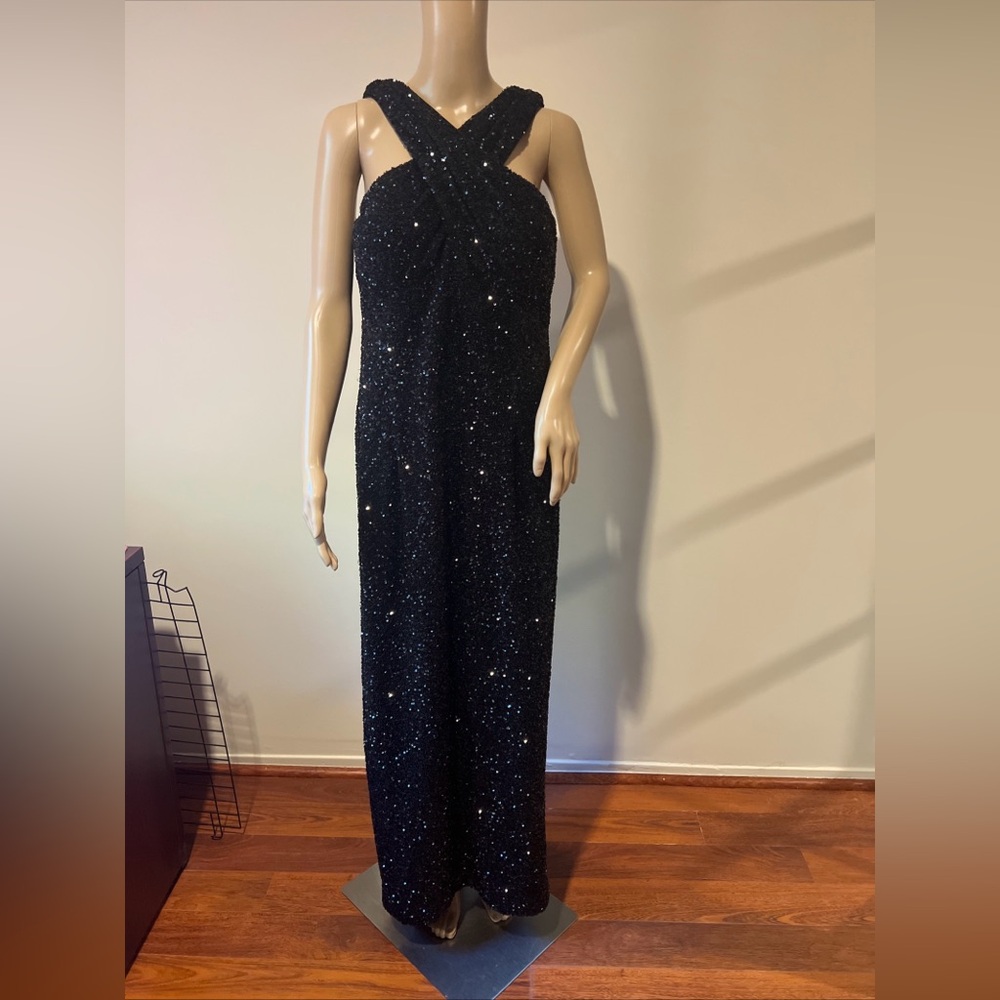 Teri Jon Black Sequin Evening Gown Size 12